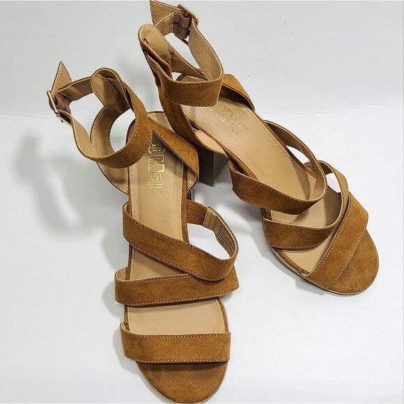Brash Block Heel Brown Sandals Size 8 - Picture 3 of 11